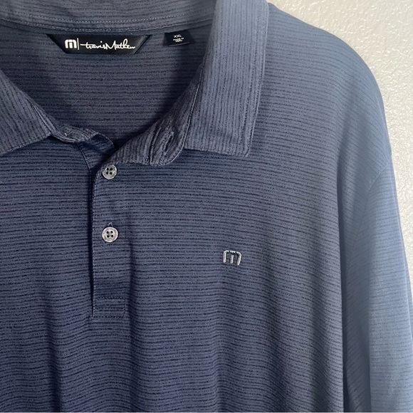 Travis Mathew Deep Navy Pinstriped Short Sleeve Golf Polo Mens XXL - Picture 3 of 6